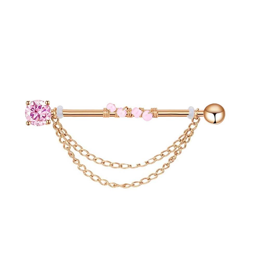 Industrial Barbell Long - Punk Style Girls Gift Crystal Barbell