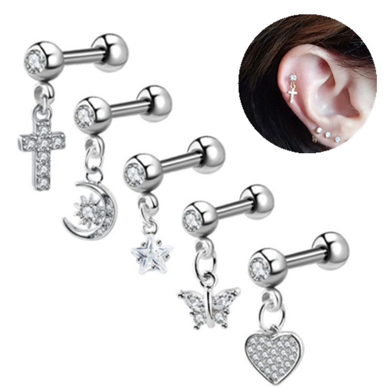 Body Jewelry Surgical Steel - 1PCS Moon Ear Cartilage Stud Earring