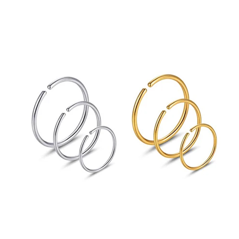 Helix Cartilage Ring - 6pcs/lot Hypoallergenic Nose Rings Hoops 316L