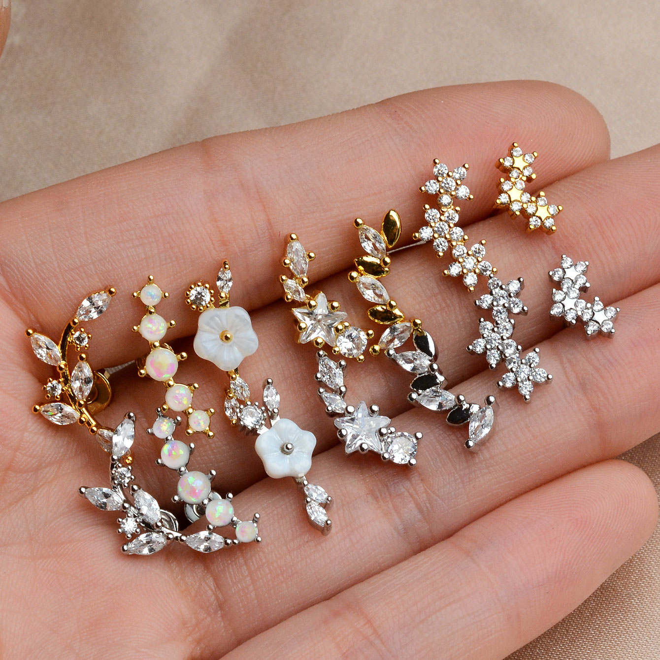 Body Jewelry Flat Back - 1PC Stainless Steel Star Flower Moon