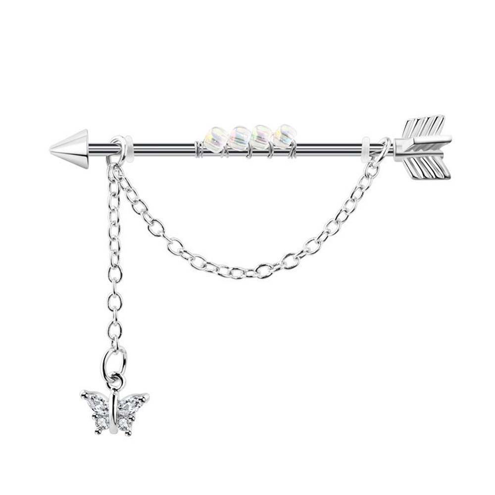 Industrial Barbell Long - Piercing Punk Style Heart Pendant Party