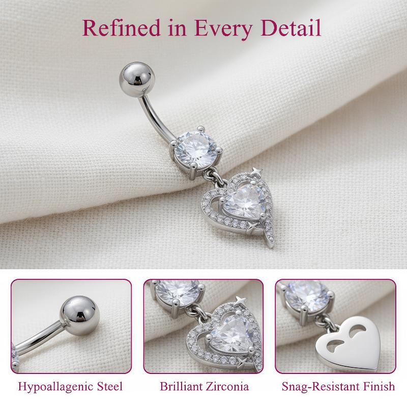 Body Jewelry Surgical Steel - 1Pcs Exquisite Dangle Belly Button Ring