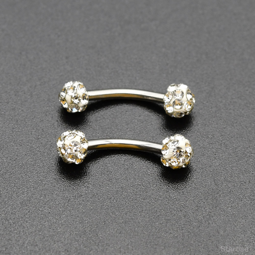 2Pcs 4mm Crystal Ball Curved B - Nipple Bar Curved recension och pris