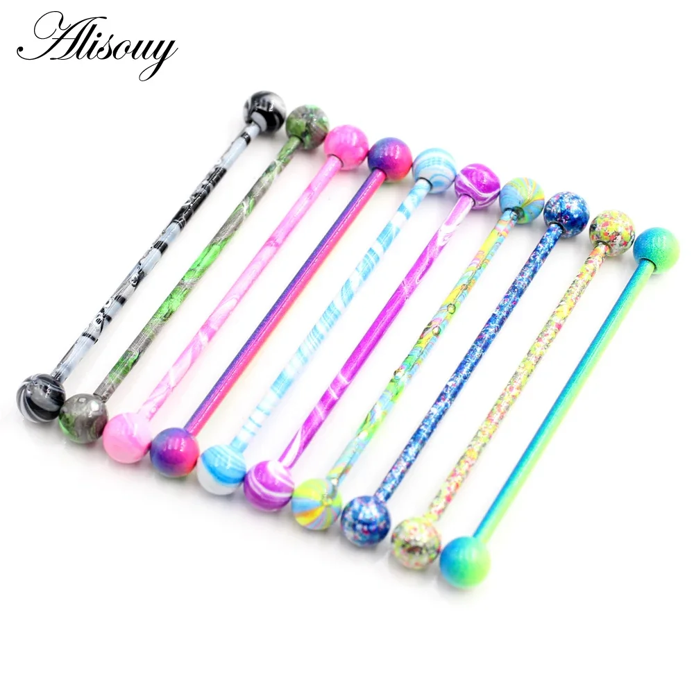 Alisouy 2PC Long Straight Stai - Industrial Barbell Long recension och pris