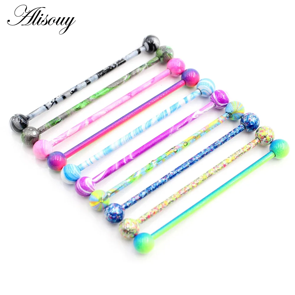 Alisouy 2PC Long Straight Stai - Industrial Barbell Long recension och pris