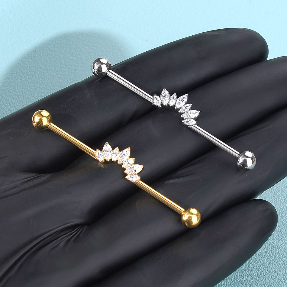 1/5PCS Titanium 14G CZ Industr - Industrial Barbell Long recension och pris
