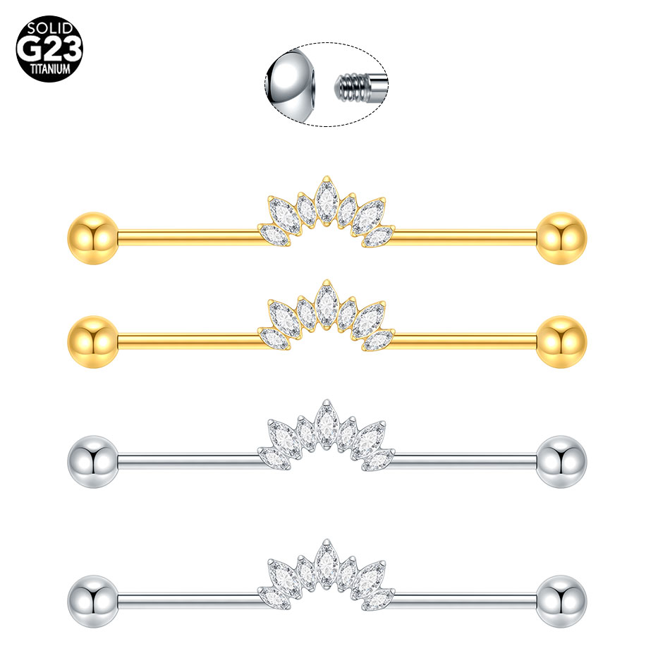 1/5PCS Titanium 14G CZ Industr - Industrial Barbell Long recension och pris