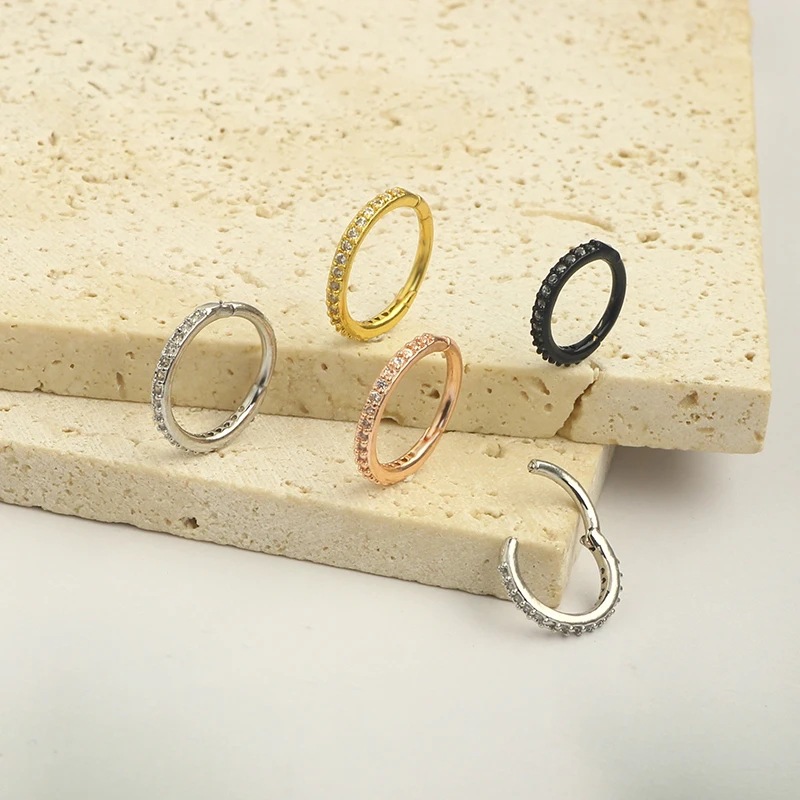 16G Clear CZ Nose Ring Hoop 31 - Helix Cartilage Ring recension och pris