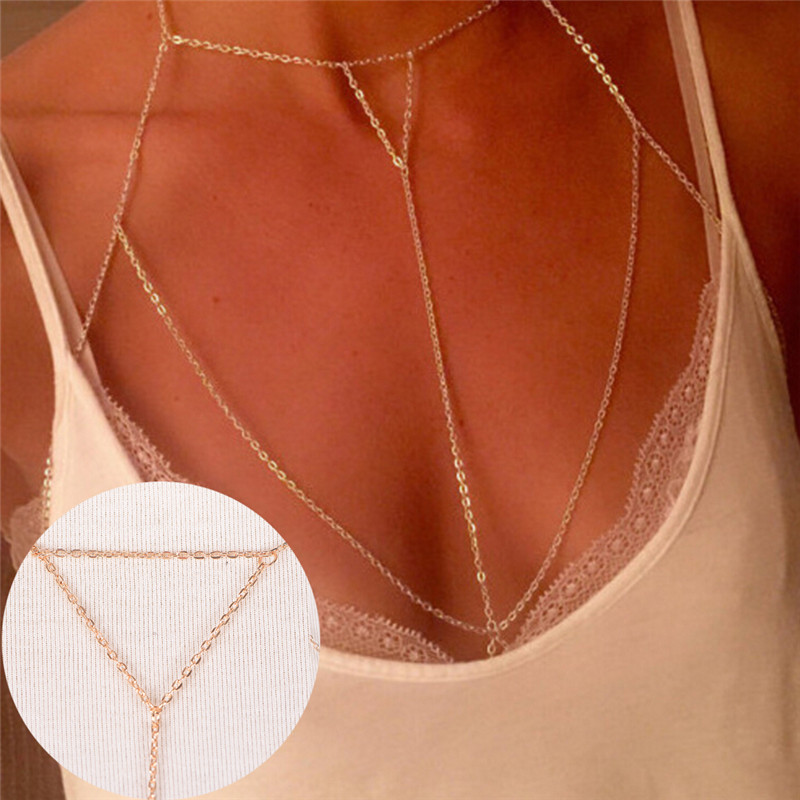 Gold Silver Fashion Link Chain - Body Jewelry Bra recension och pris