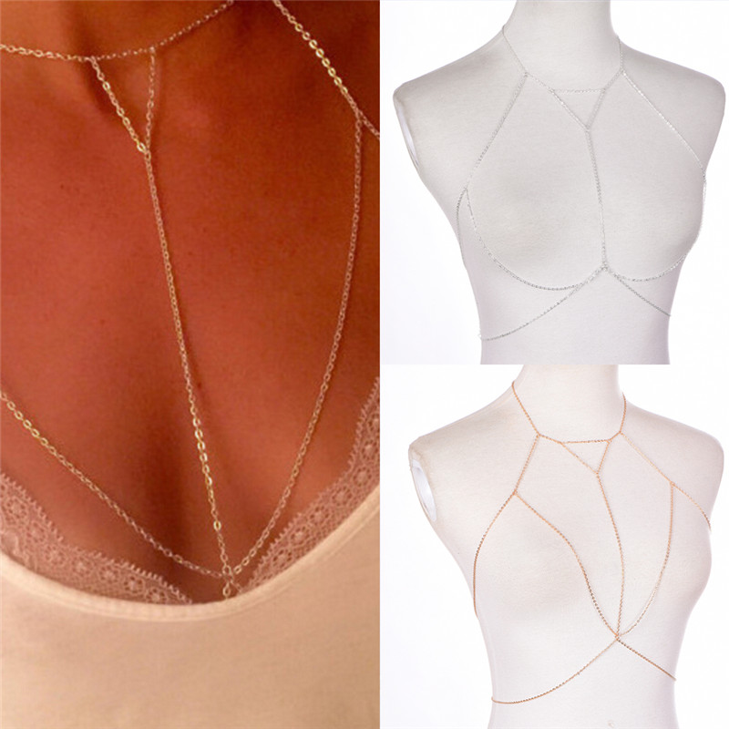 Gold Silver Fashion Link Chain - Body Jewelry Bra recension och pris