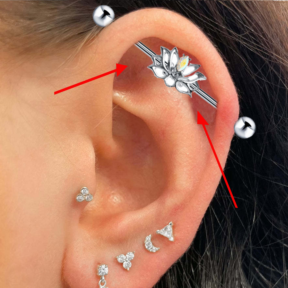 1PC Surgical Steel Industrial  - Industrial Barbell Long recension och pris