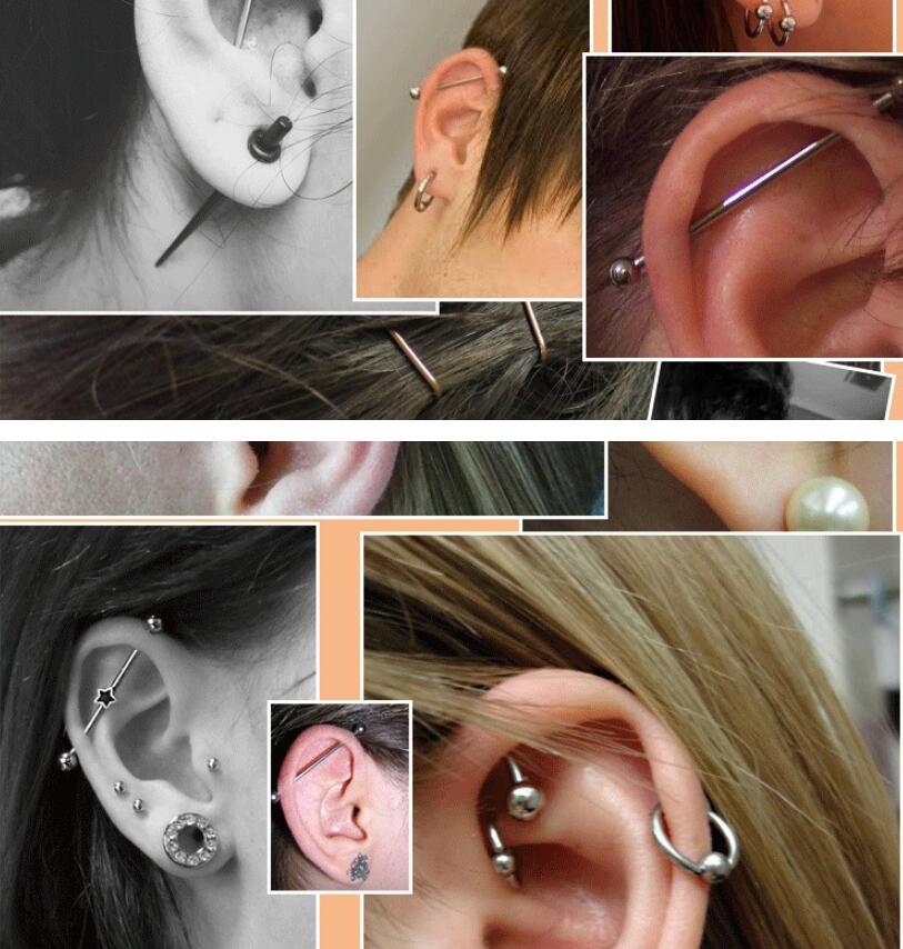 2 Pieces 0.8mm Stainless Steel - Industrial Barbell Long recension och pris