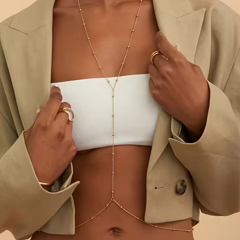Fashion Simple Bead Chain Bohe - Body Jewelry Bra recension och pris