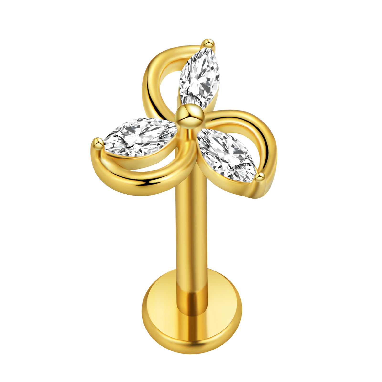 Maple Leaf Labret Piercing Sta - Body Jewelry Flat Back recension och pris