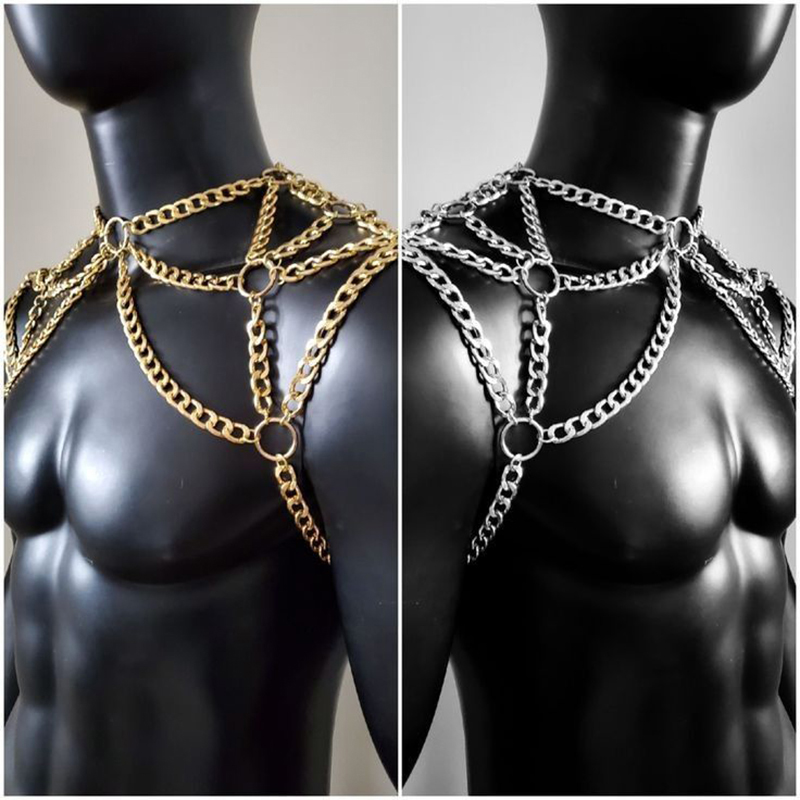 Punk Men Shoulder Body Chain B - Body Jewelry Necklace recension och pris