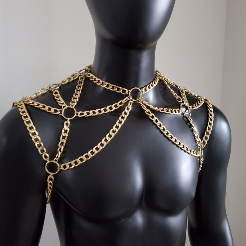 Punk Men Shoulder Body Chain B - Body Jewelry Necklace recension och pris