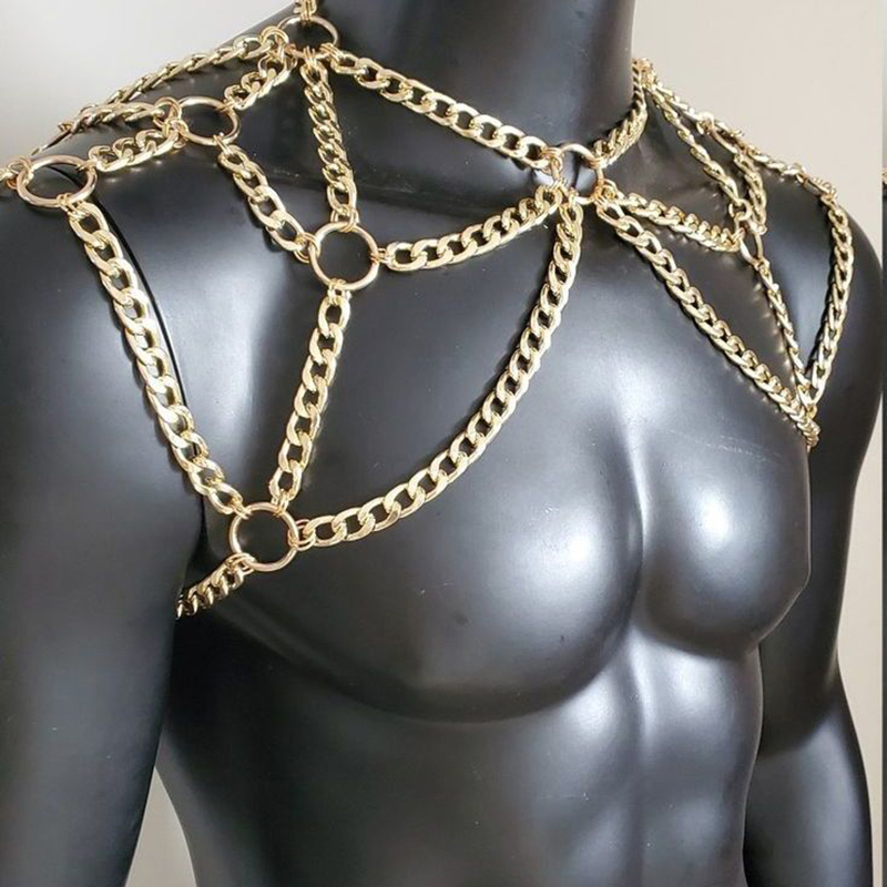 Punk Men Shoulder Body Chain B - Body Jewelry Necklace recension och pris