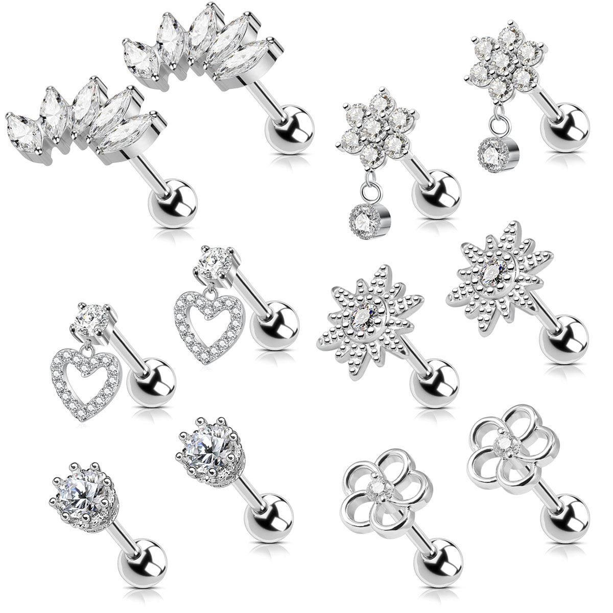 2pcs Cartilage Earrings Stud F - Body Jewelry Surgical Steel recension och pris
