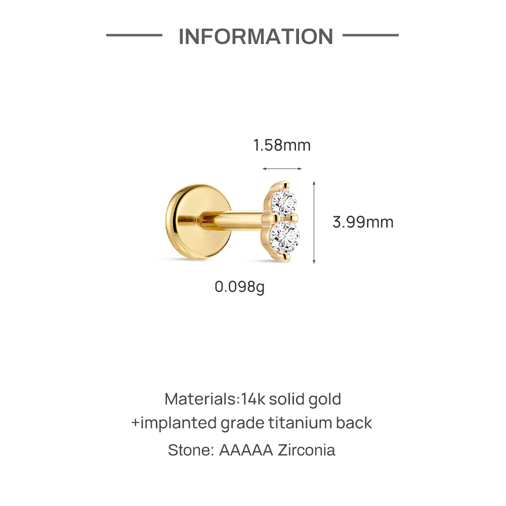 CANNER 1PC 14K Solid Gold Doub - Body Jewelry Flat Back recension och pris