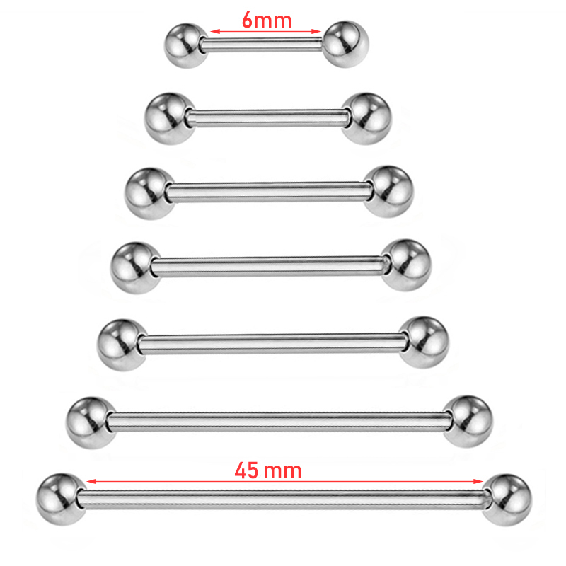 2 Pieces 14G/16G Surgical Stee - Industrial Barbell Long recension och pris