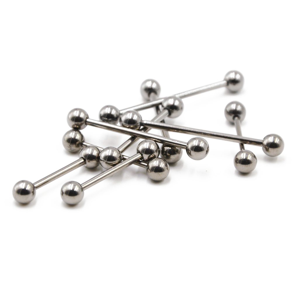 2 Pieces 14G/16G Surgical Stee - Industrial Barbell Long recension och pris