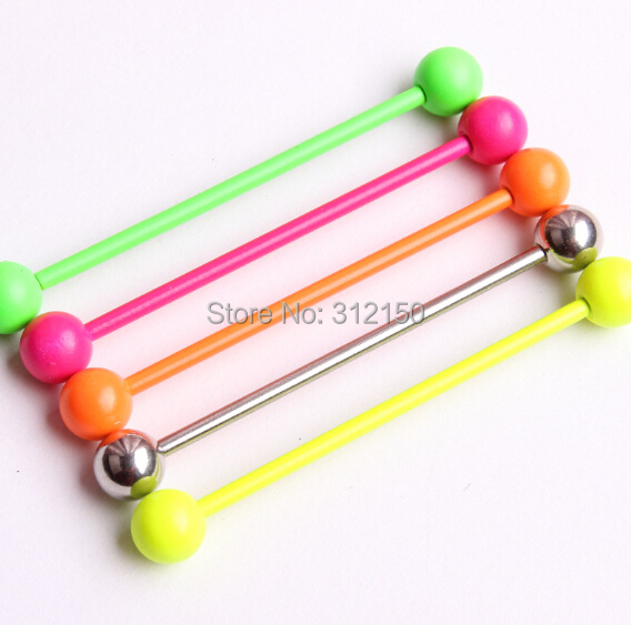 2 Pieces 14G 1.6mm Tongue Ring - Industrial Barbell Long recension och pris