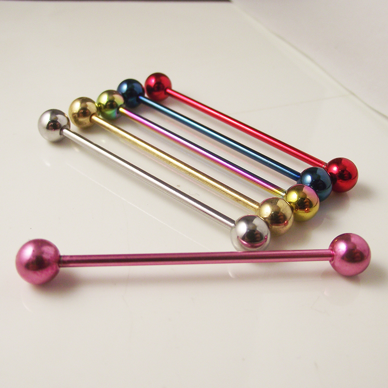 2 Pieces 14G 1.6mm Tongue Ring - Industrial Barbell Long recension och pris