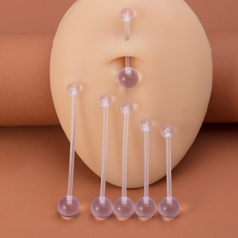 6pcs Flexible Navel Piercing A - Industrial Barbell Long recension och pris