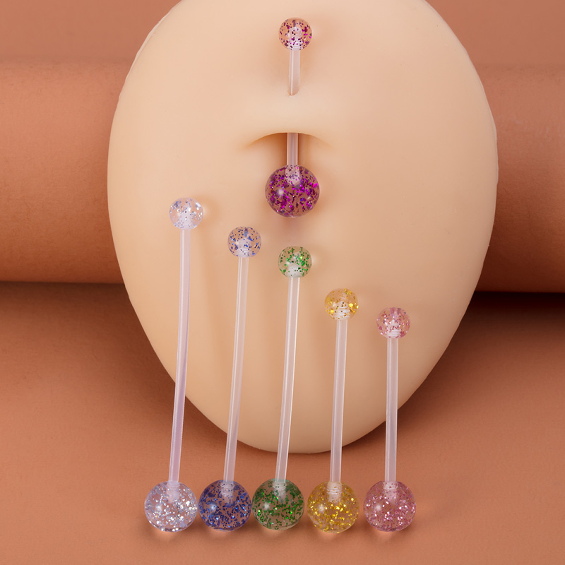 6pcs Flexible Navel Piercing A - Industrial Barbell Long recension och pris
