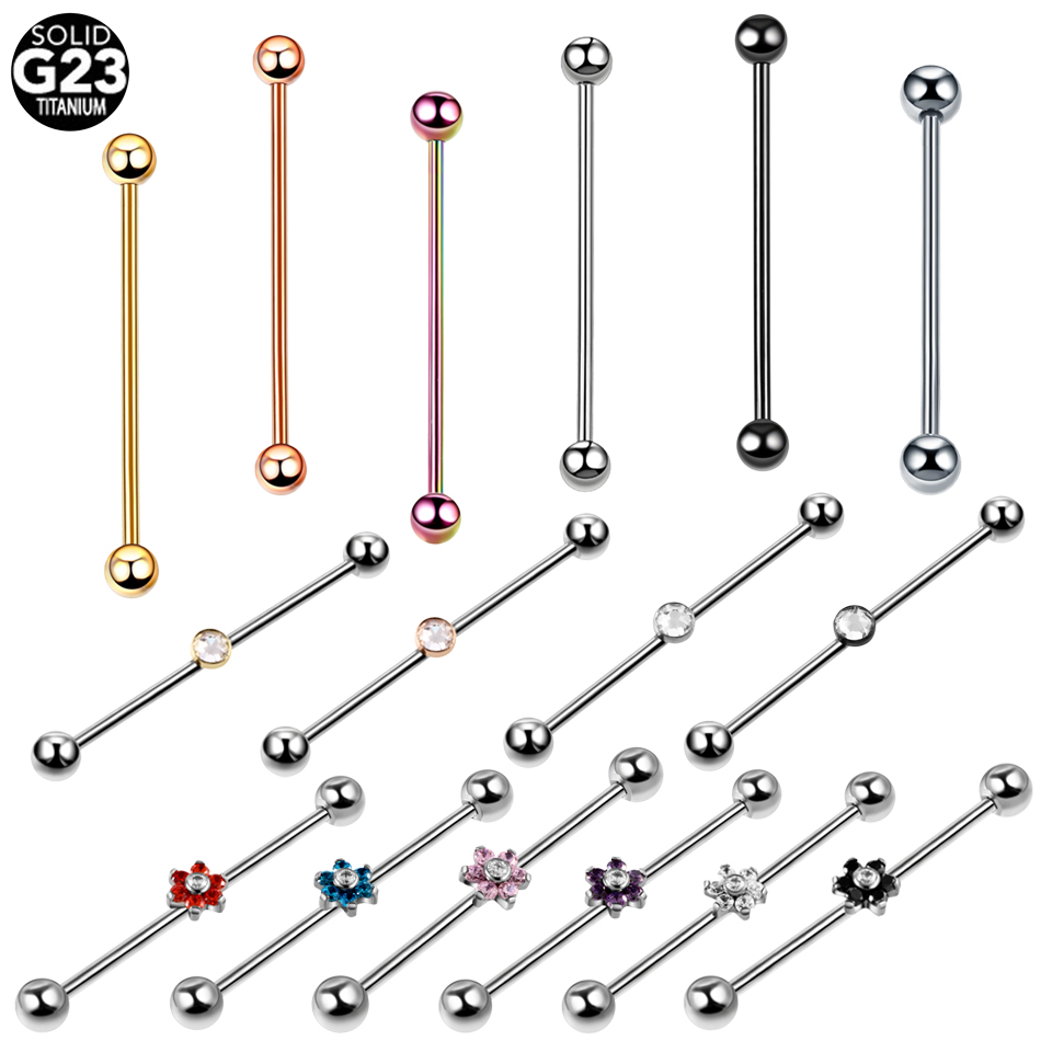 1PC Titanium Piercing Gem Indu - Industrial Barbell Long recension och pris