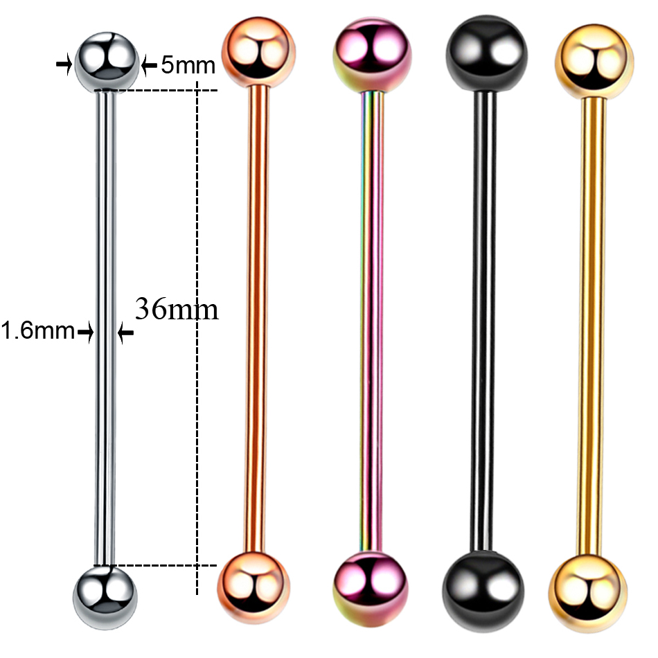 1PC Titanium Piercing Gem Indu - Industrial Barbell Long recension och pris