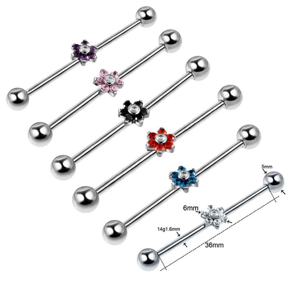 1PC Titanium Piercing Gem Indu - Industrial Barbell Long recension och pris