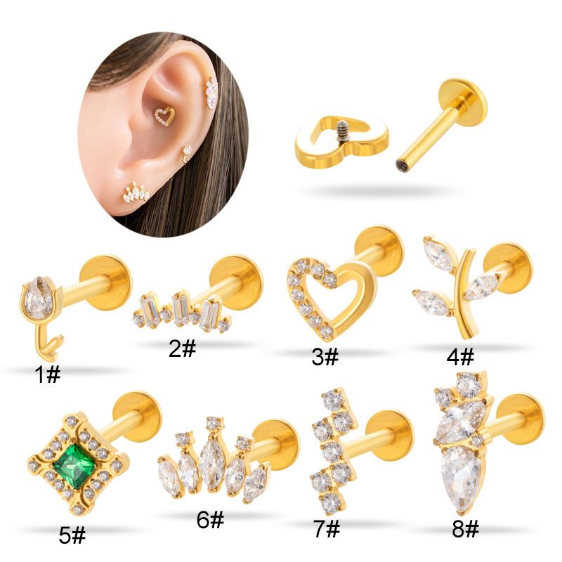 1PC G23 Titanium Heart Cartila - Body Jewelry Flat Back recension och pris