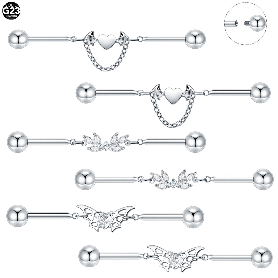 1Pc Titanium CZ Industrial Hel - Industrial Barbell Long recension och pris