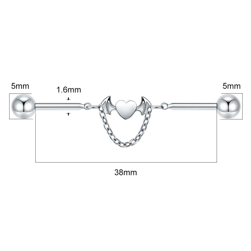 1Pc Titanium CZ Industrial Hel - Industrial Barbell Long recension och pris
