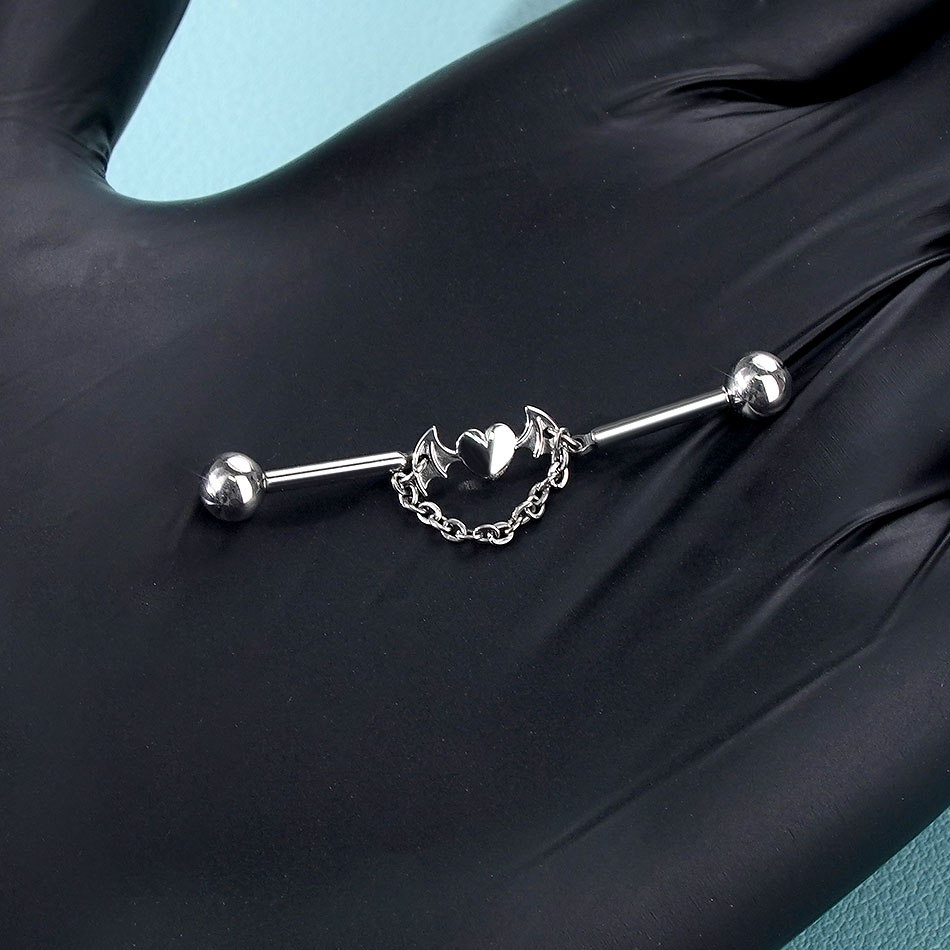 1Pc Titanium CZ Industrial Hel - Industrial Barbell Long recension och pris