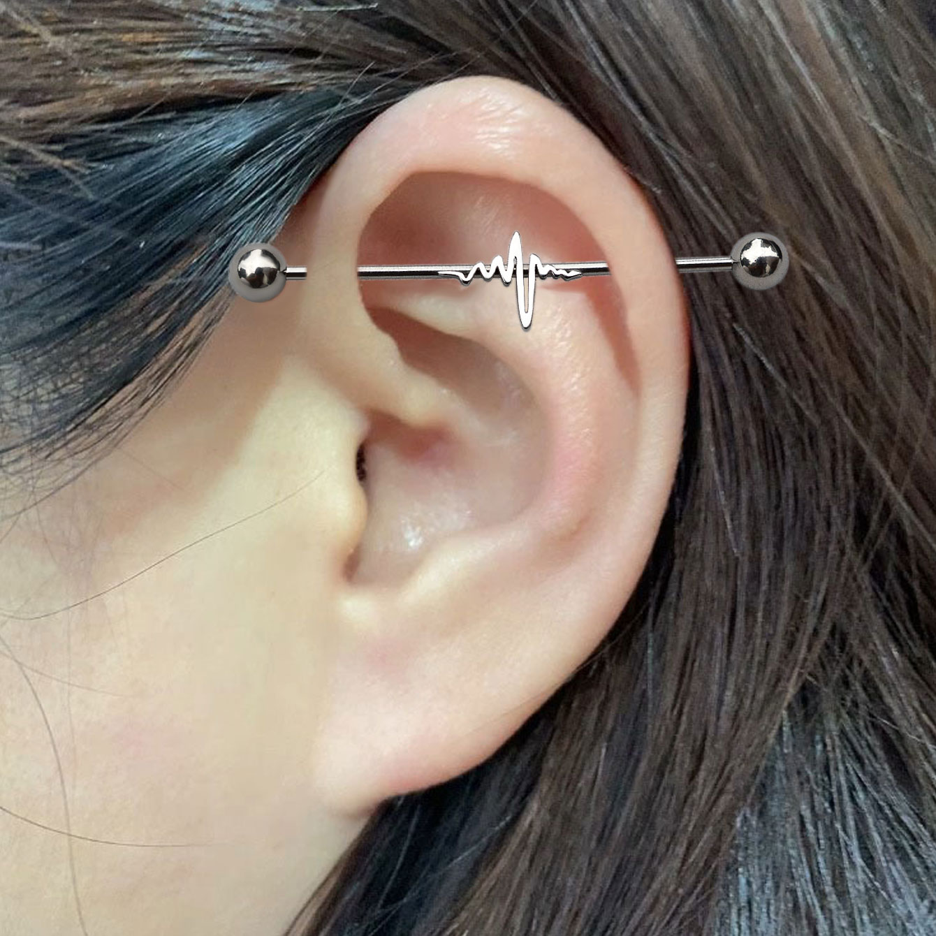 1PC 16G Stainless Steel Long I - Industrial Barbell Long recension och pris