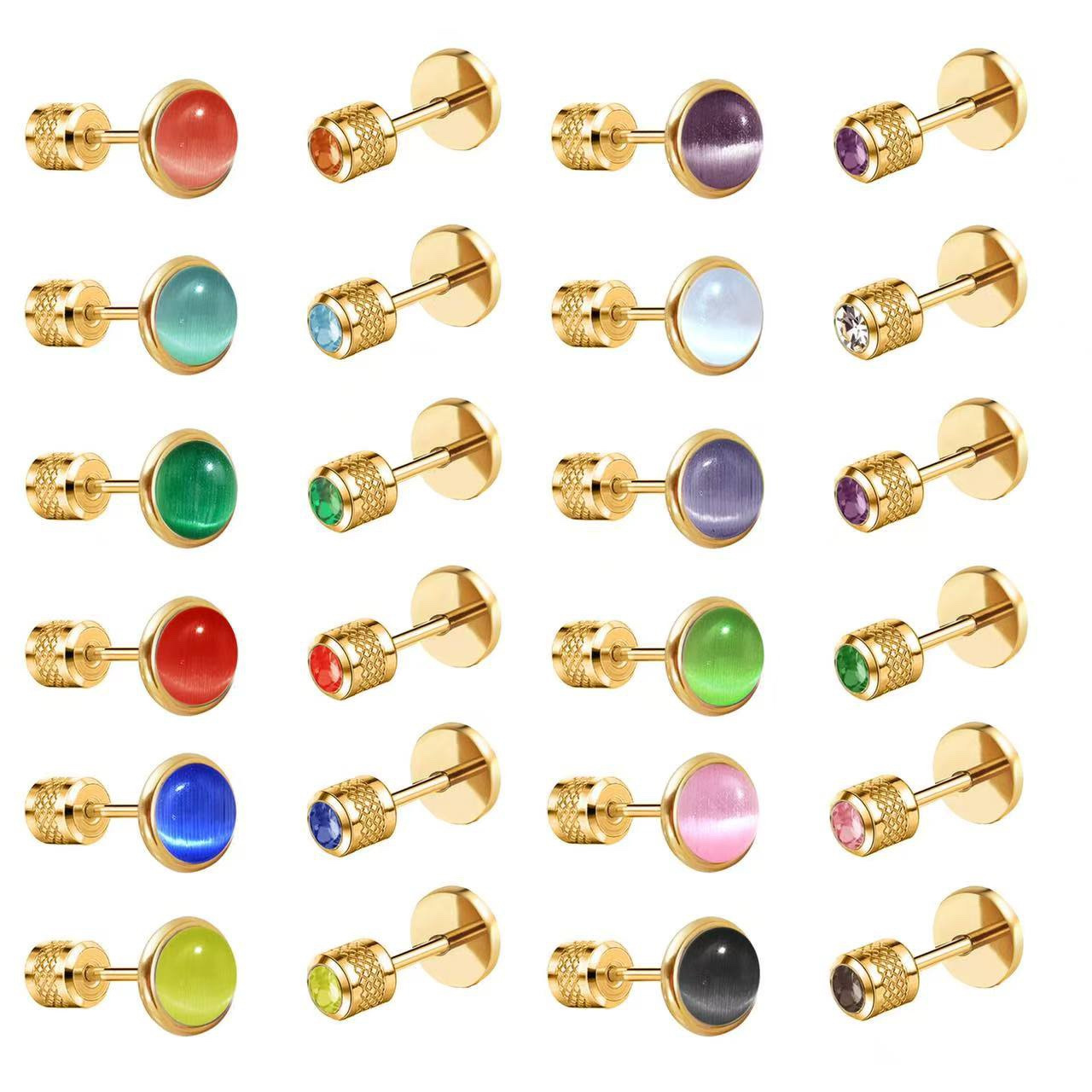 Birthstone Stud Earring for Wo - Body Jewelry Flat Back recension och pris