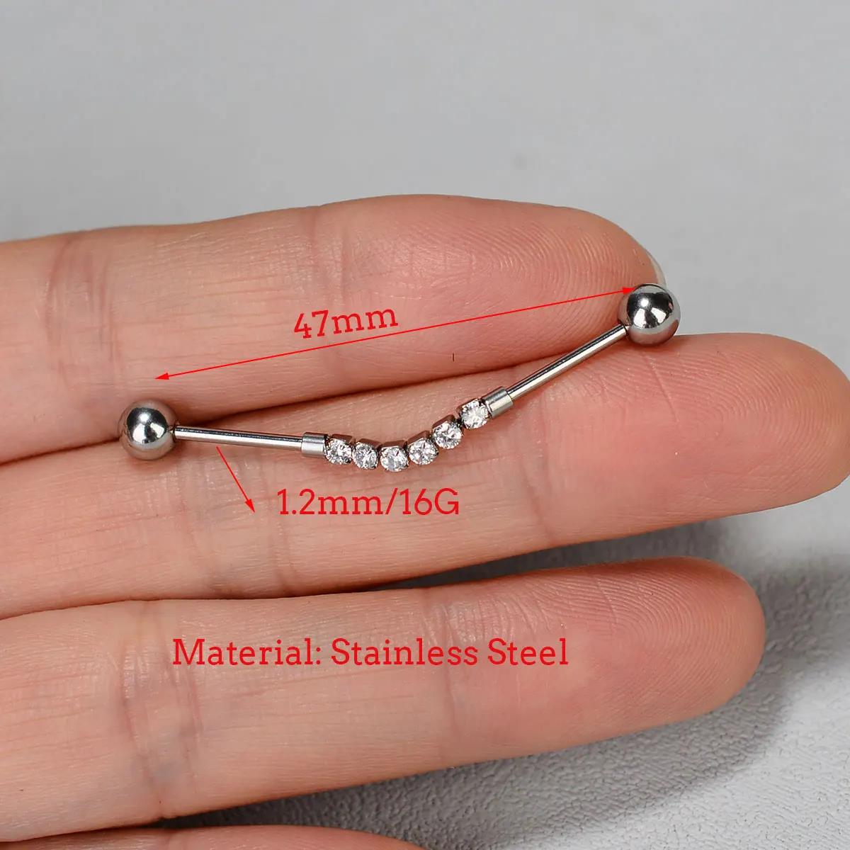 1PC Stainless Steel Long Indus - Industrial Barbell Long recension och pris